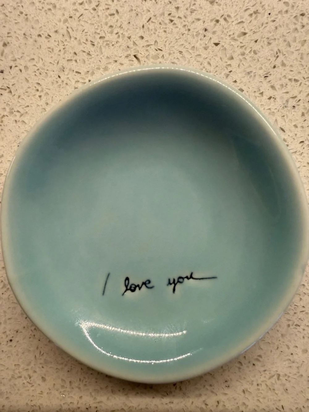 Handwritten 'I love you' Blue Ceramic Trinket Dish - Picture 5 of 5
